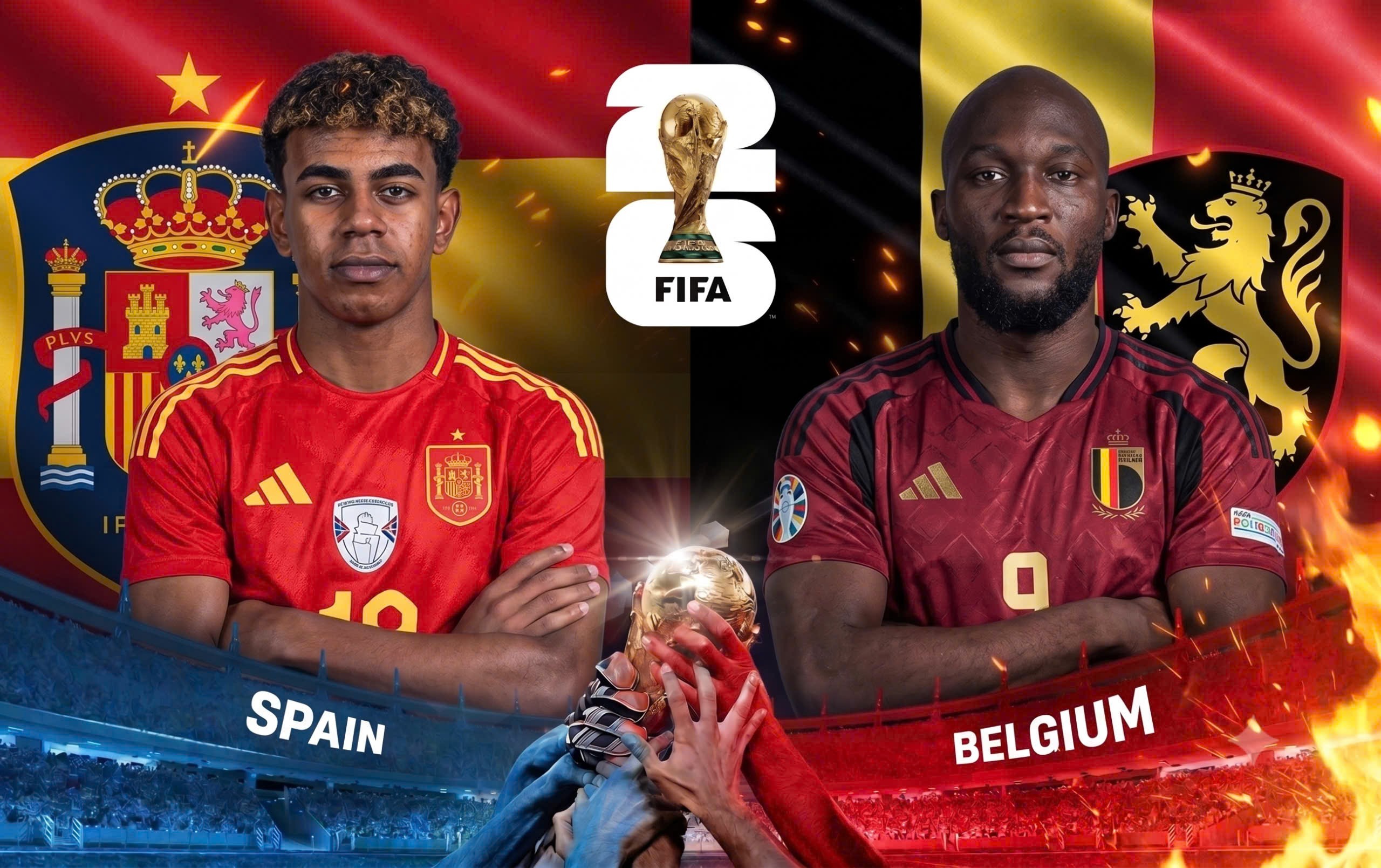 Tây Ban Nha và Bỉ lần thứ hai chạm trán tại một kỳ World Cup. Ảnh: Gemini.