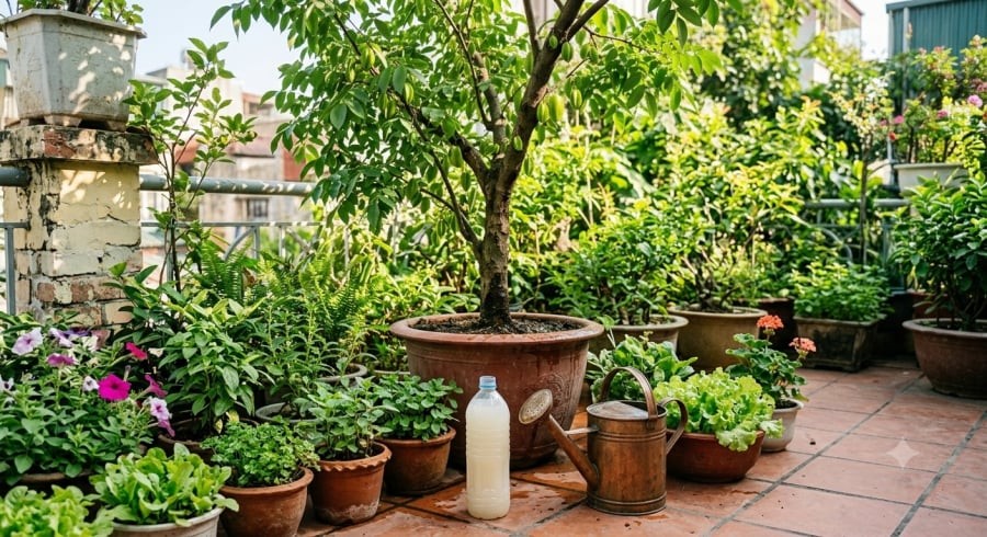 Sau khi ủ và pha loãng, nước vo gạo được nhiều người tận dụng như một loại phân bón hữu cơ giúp cải thiện chất lượng đất và nuôi dưỡng cây trồng.