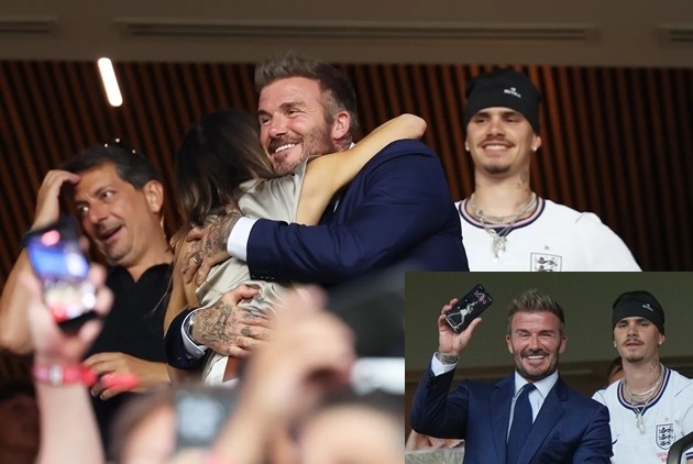Hình nền điện thoại của Beckham là vợ anh, Victoria.