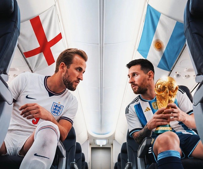 Kane và Messi chuẩn bị đối đầu. Ảnh: Fox.