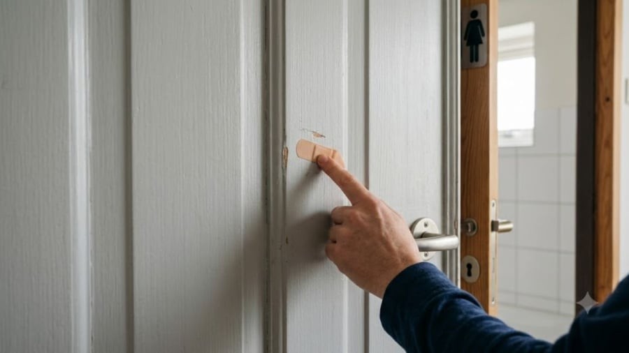 Miếng urgo có nhỏ vài giọt dầu gió giúp khử mùi hôi nhà vệ sinh