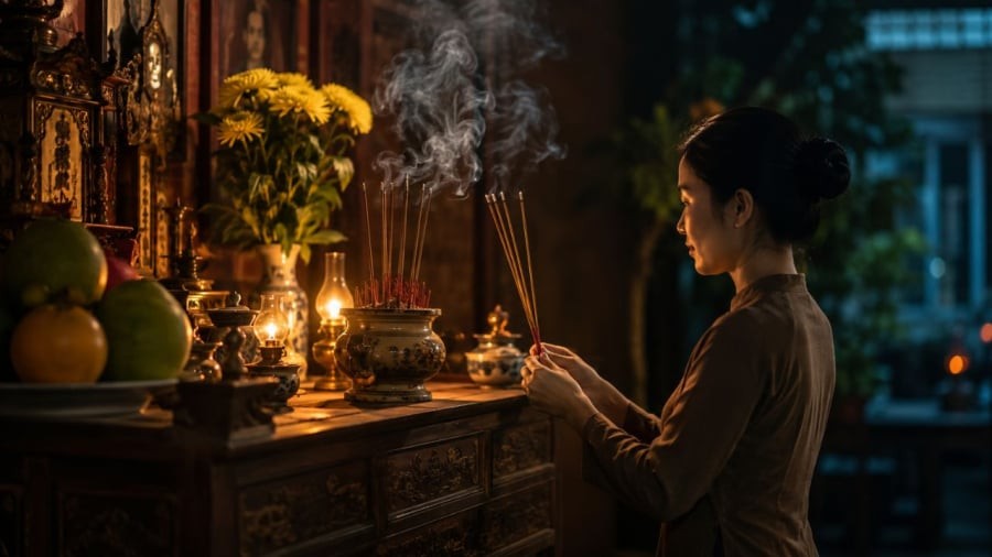 NHiều gia đình kiêng thắp hương buổi tối