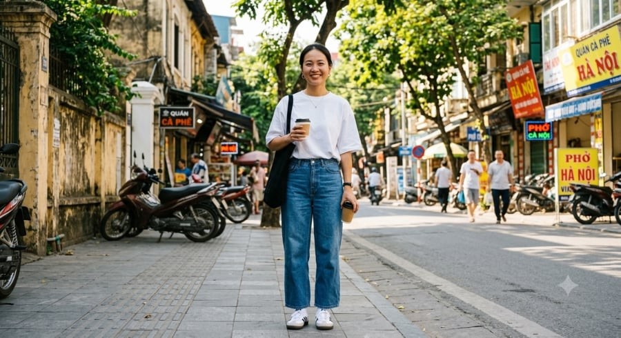 Áo phông dáng suông kết hợp quần ống rộng là công thức được nhiều phụ nữ yêu thích nhờ sự thoải mái, trẻ trung và dễ ứng dụng.