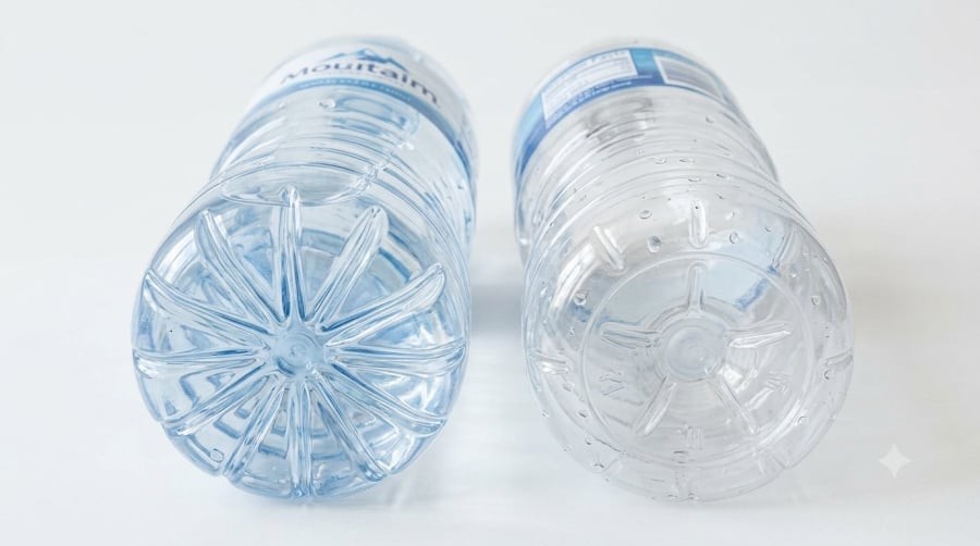 Độ lõm của đáy chai là thiết kế kỹ thuật nhằm tăng khả năng chịu lực và độ ổn định, không phản ánh chất lượng nước bên trong.