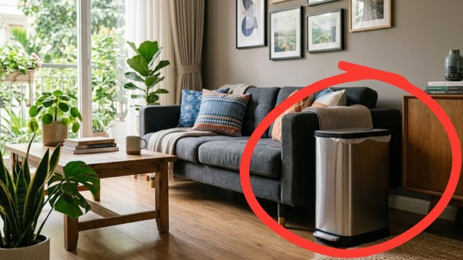 Gia chủ không nên đặt thùng rác ở vị trí quá lộ liễu.