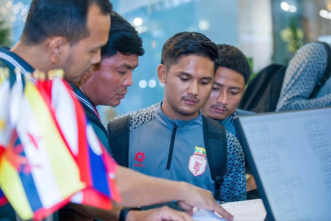 Đội tuyển Myanmar đã có mặt tại Thái Nguyên để chuẩn bị cho trận giao hữu với Việt Nam. Ảnh: VFF.