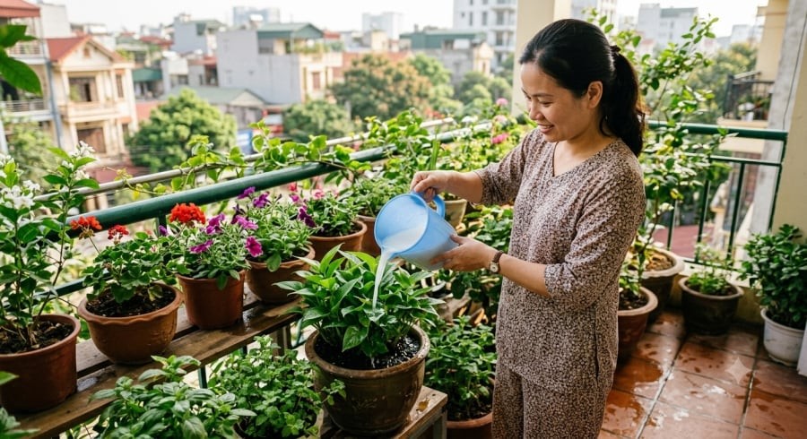 Nước vo gạo sau khi pha loãng có thể được tận dụng để tưới một số loại cây, góp phần bổ sung chất hữu cơ cho đất và giảm lãng phí trong sinh hoạt hằng ngày.