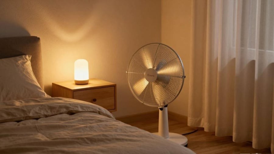 Khi bật quạt vào ban đêm, không nên để quạt thổi trực tiếp vào người trong thời gian dài.