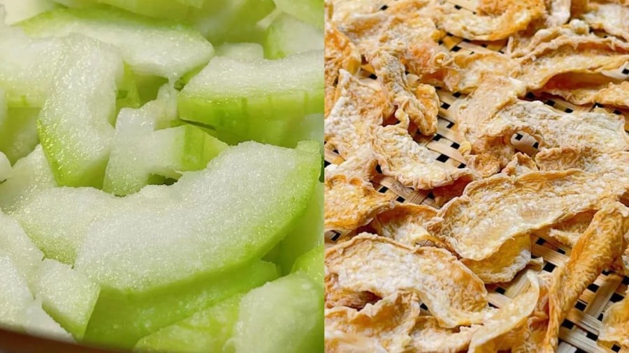 Bí đao phơi khô có thể đem xào thịt, hầm xương, nhúng lẩu.