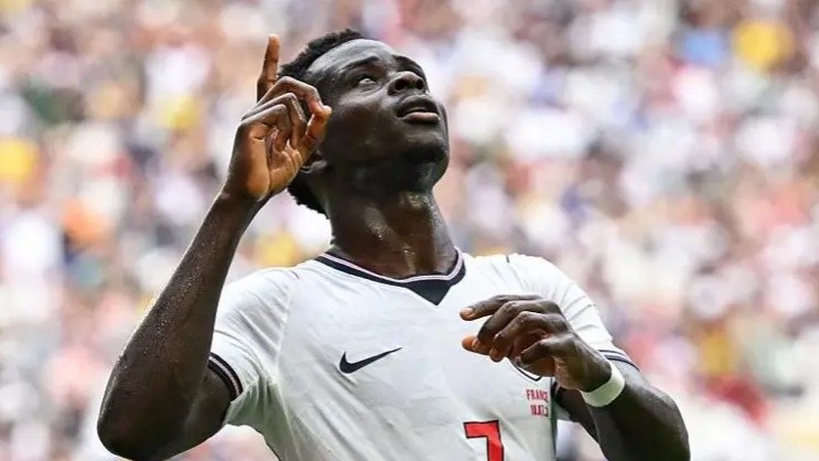Saka tỏa sáng ở trận tranh hạng 3 với cú hat-trick vào lưới Pháp. Ảnh: Getty Images.
