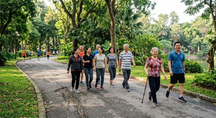 Đi bộ đều đặn khoảng 30 phút mỗi ngày được nghiên cứu ghi nhận có liên quan đến việc giảm nguy cơ tử vong sớm và mang lại nhiều lợi ích cho sức khỏe.