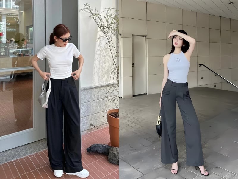  Những thiết kế cạp cao, ống suông còn giúp vóc dáng trông thanh thoát và cân đối hơn.