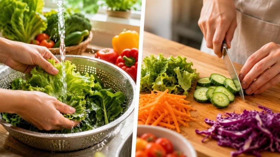 Bạn thường rửa rau xong thái hay thái xong rồi rửa