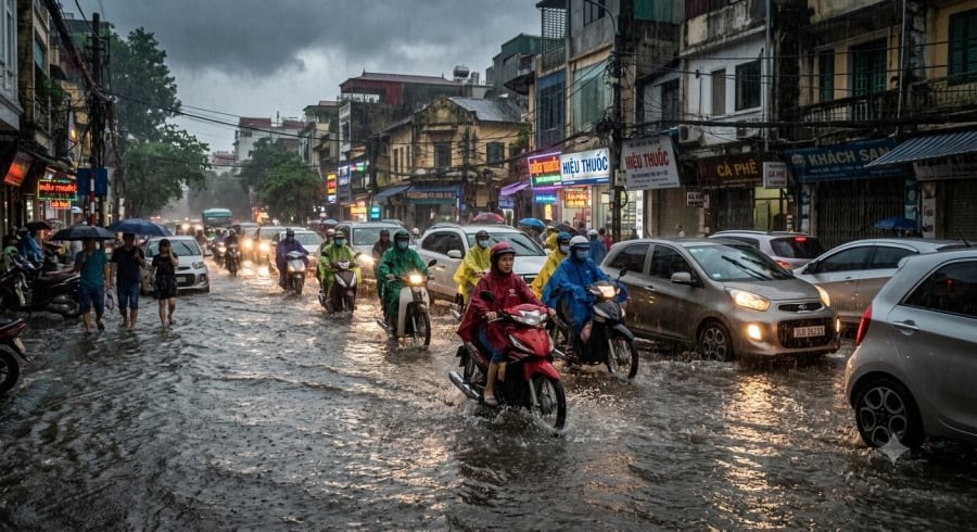 Hà Nội được dự báo bước vào cao điểm mưa lớn từ chiều tối 23/7 đến đêm 24/7, nhiều nơi có thể xuất hiện mưa rất to kèm dông, lốc và gió giật mạnh.