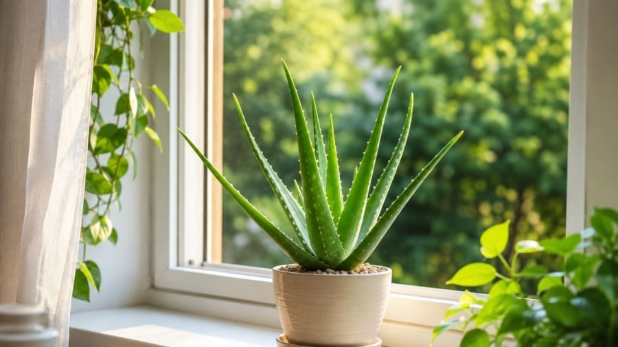 Cây nha đam đặt ở cửa sổ