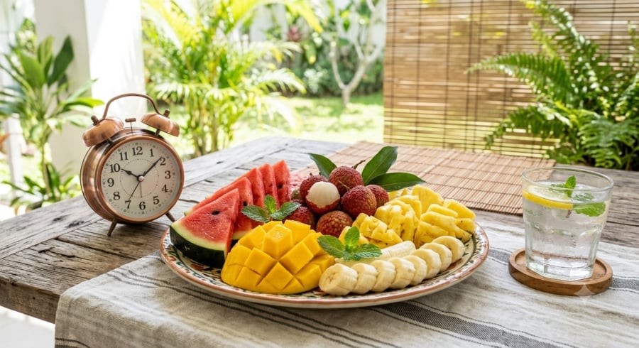 Ăn trái cây đúng thời điểm giúp cơ thể hấp thu dưỡng chất tốt hơn và hạn chế ảnh hưởng đến tiêu hóa, đường huyết.