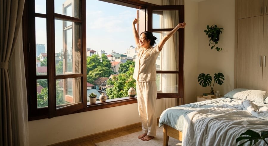 Tiếp xúc với ánh sáng tự nhiên vào buổi sáng và duy trì giấc ngủ đúng giờ giúp đồng hồ sinh học hoạt động ổn định.