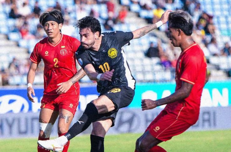 Những nỗ lực trong hiệp hai giúp Malaysia giành chiến thắng. Ảnh: Facebook Liên đoàn bóng đá Malaysia. 