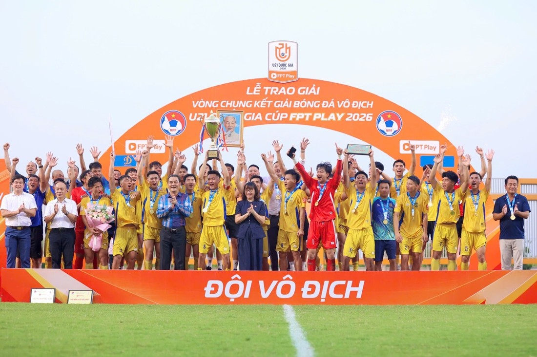 Sông Lam Nghệ An vô địch U21 Quốc gia. Ảnh: VFF