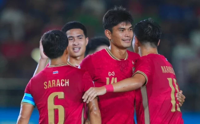 Thái Lan thắng đậm Lào ở ASEAN Cup 2026. Ảnh: Fanpage tuyển Thái Lan.