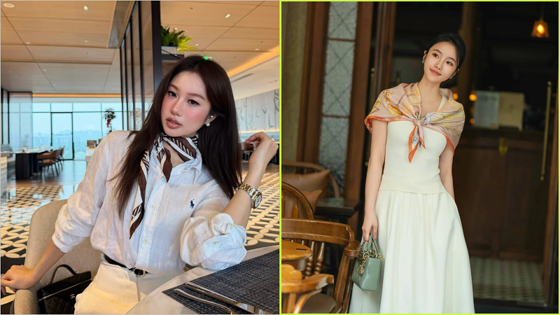 Đôi khi chỉ một chiếc khăn lụa nhỏ cũng đủ giúp bộ đồ cơ bản trở nên cuốn hút hơn.
