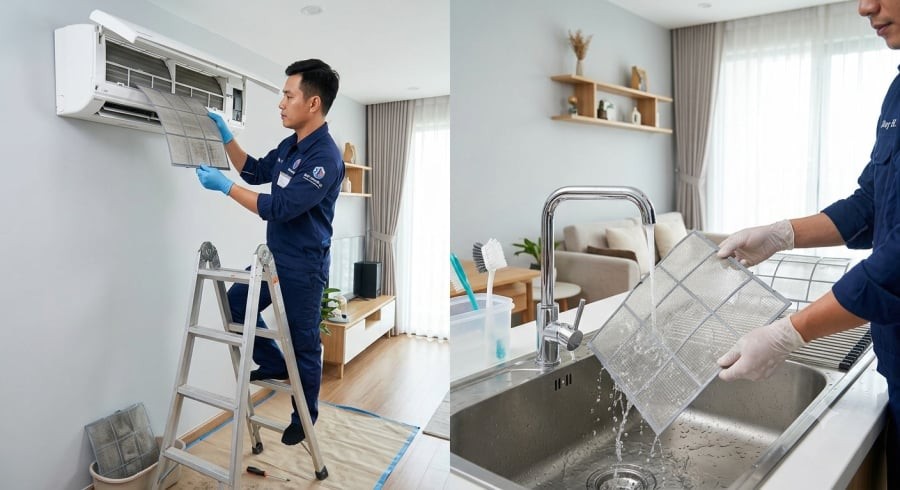 Vệ sinh lưới lọc thường xuyên giúp điều hòa làm lạnh hiệu quả và giảm tiêu thụ điện năng.