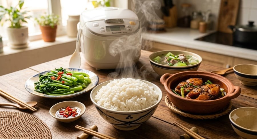 Nấu cơm đúng cách kết hợp mẹo nhỏ với giấm giúp cơm giữ được độ thơm ngon và mềm dẻo lâu hơn.