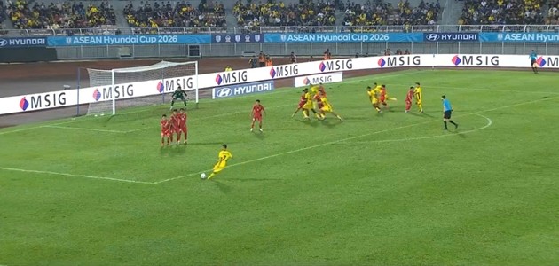Malaysia áp đảo đội tuyển Lào. (Ảnh: Chụp màn hình)