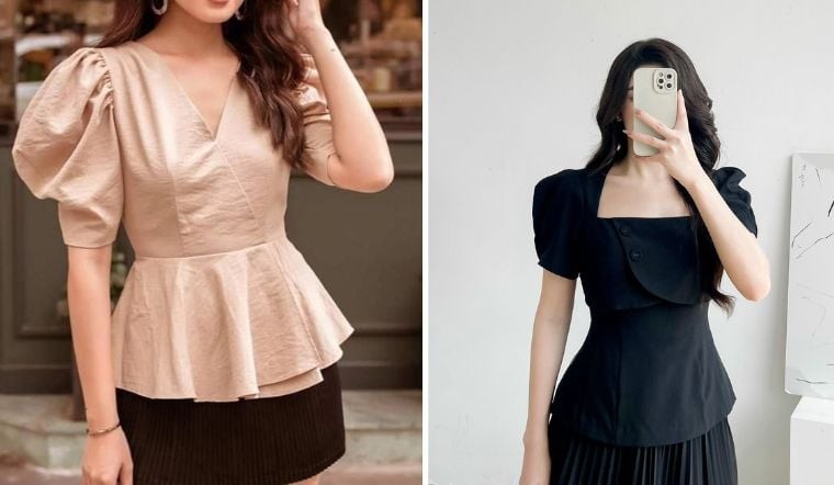 Điểm nổi bật của kiểu áo này là phần eo ôm gọn kết hợp với vạt áo xòe nhẹ, tạo hiệu ứng vòng eo thon và cân đối tỷ lệ cơ thể.
