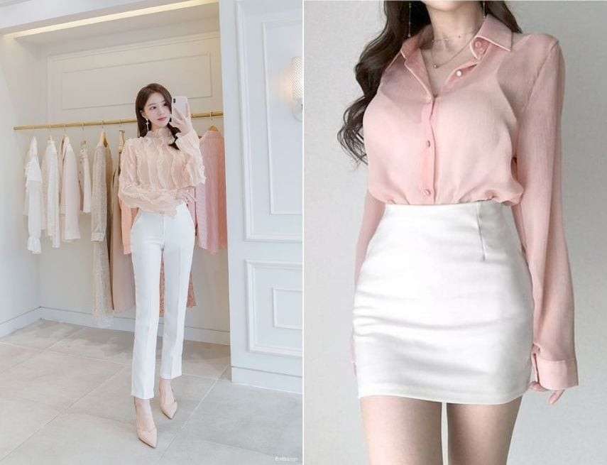 Một chiếc sơ mi hồng có thể tạo nên sự thay đổi đáng kể cho diện mạo mà không cần quá nhiều phụ kiện. 