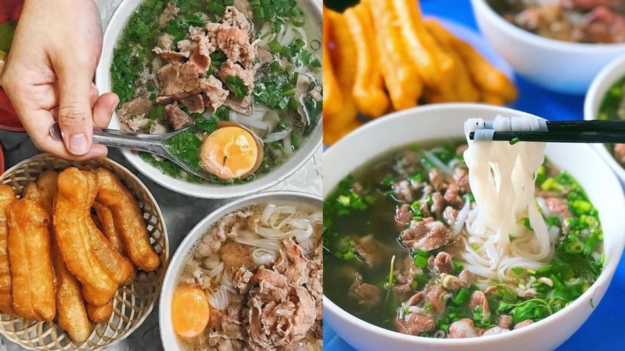 Khi ăn phở ở Hà Nội, bạn sẽ thấy bát phở hết sức đơn giản, chỉ có bánh phở, thịt bò (hoặt thịt gà), hành hoa. Người ta không ăn phở kèm rau sống nhưng sẽ có thêm đĩa quẩy.