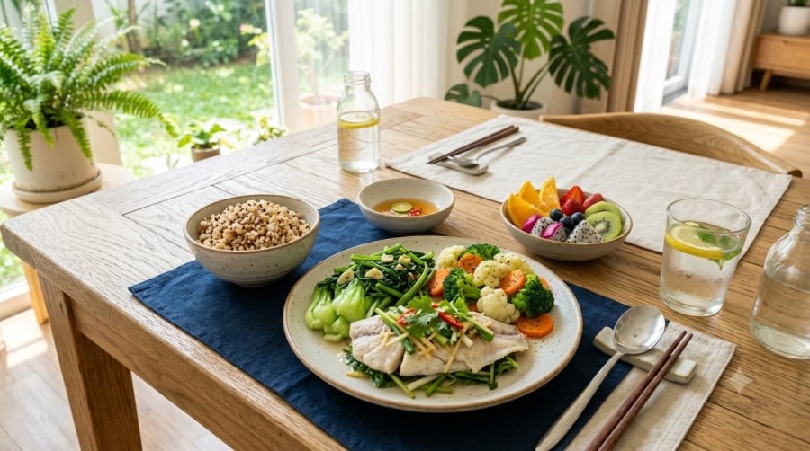Chế độ ăn giàu rau xanh, chất xơ và thực phẩm tươi giúp hỗ trợ sức khỏe đường ruột và góp phần giảm nguy cơ mắc ung thư đại trực tràng.