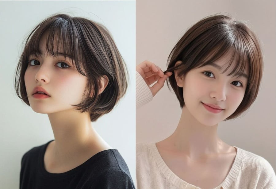 Kiểu bob Nhật gây ấn tượng nhờ phom tóc gọn gàng, có độ phồng vừa phải cùng các lớp cắt khéo léo giúp mái tóc giữ nếp tự nhiên mà không cần tạo kiểu quá nhiều.

