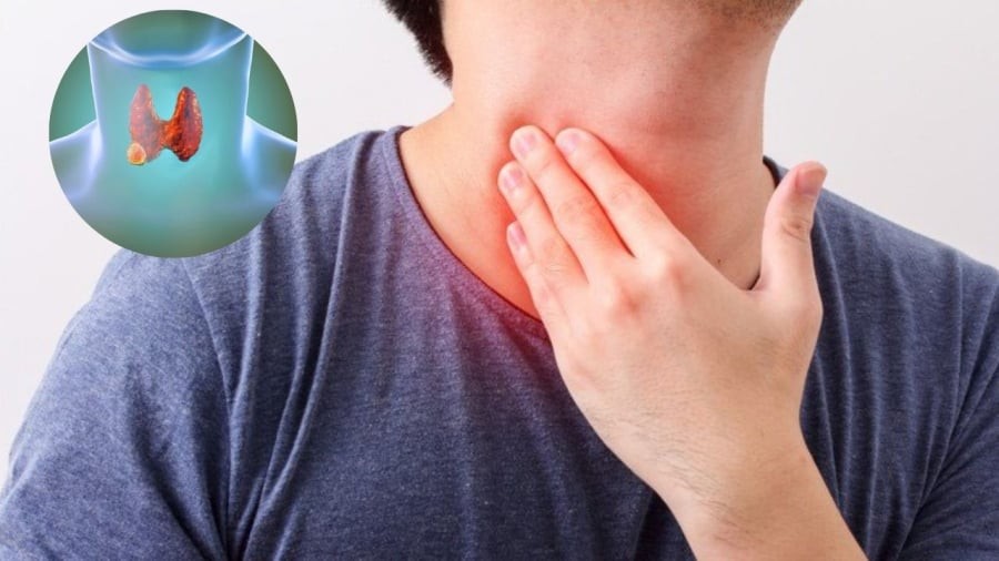 Sự phát triển của khối u tuyến giáp có thể gây ra cảm giác nghẹn ở cổ, nuốt vướng kể cả khi nuốt nước bọt, uống nước.