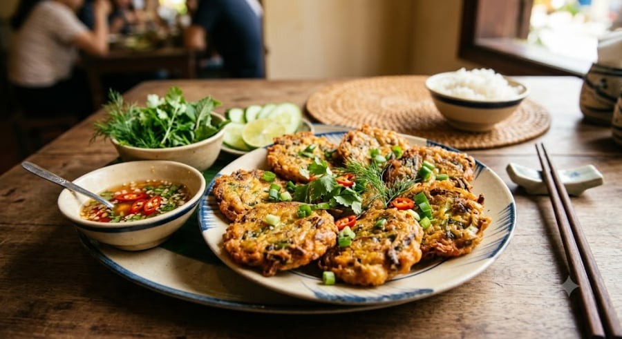 Thịt nạc vai đem xay nhỏ. Các loại rau thơm như hành lá, thì là, lá lốt, lá gừng rửa sạch, thái băm nhỏ.


