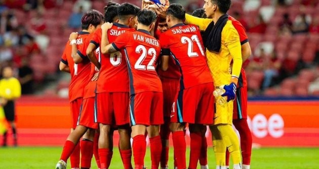 Singapore trong trận đấu gặp Campuchia tại AFF Cup 2024. Ảnh: X/FAS.