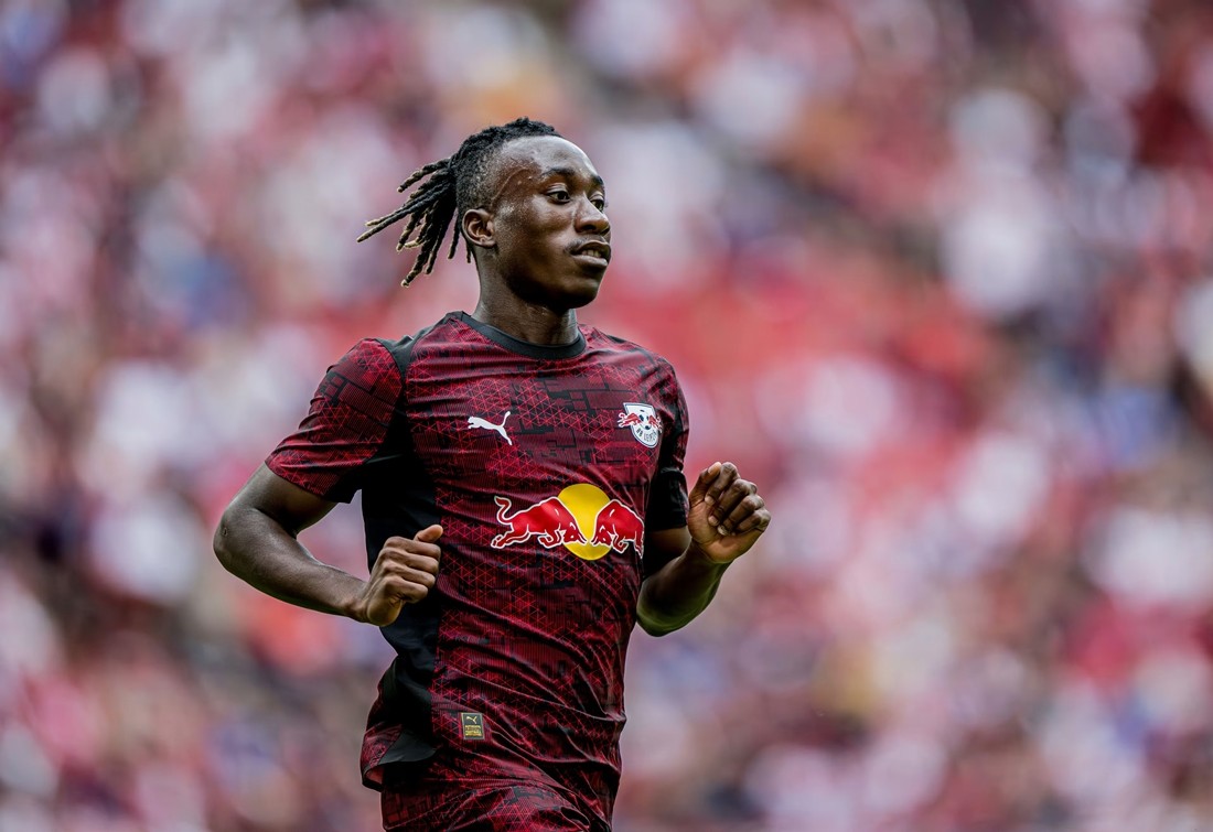 Yan Diomande đang được liên kết chuyển nhượng đến Real Madrid. Ảnh: RB Leipzig FC.
