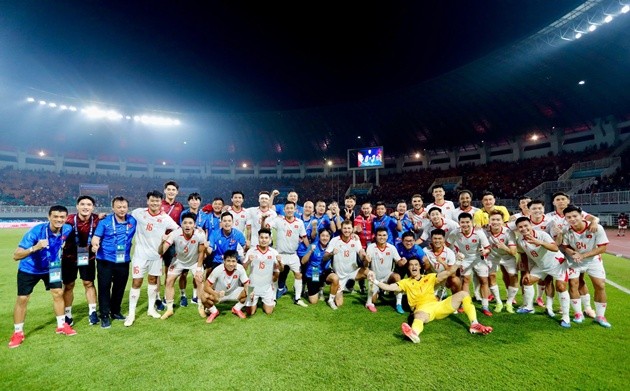 ĐT Việt Nam đứng đầu bảng A ASEAN Cup 2026 sau trận thắng Indonesia. Ảnh: VFF