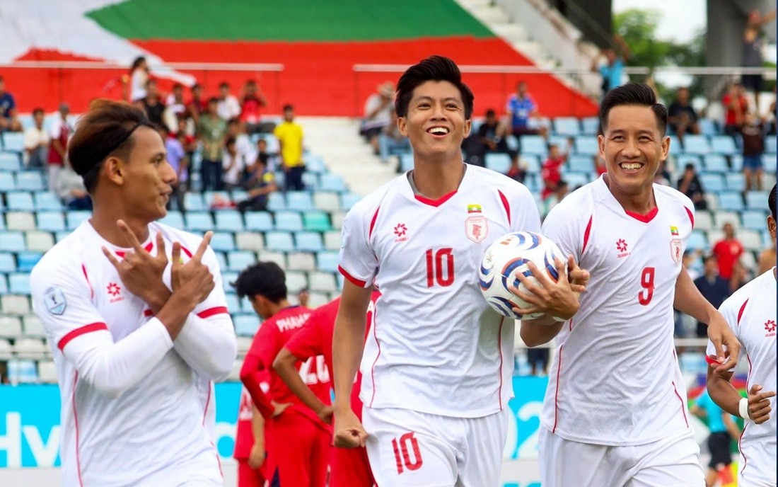 Myanmar nghiền nát tuyển Lào. Ảnh: LĐBĐ Myanmar.