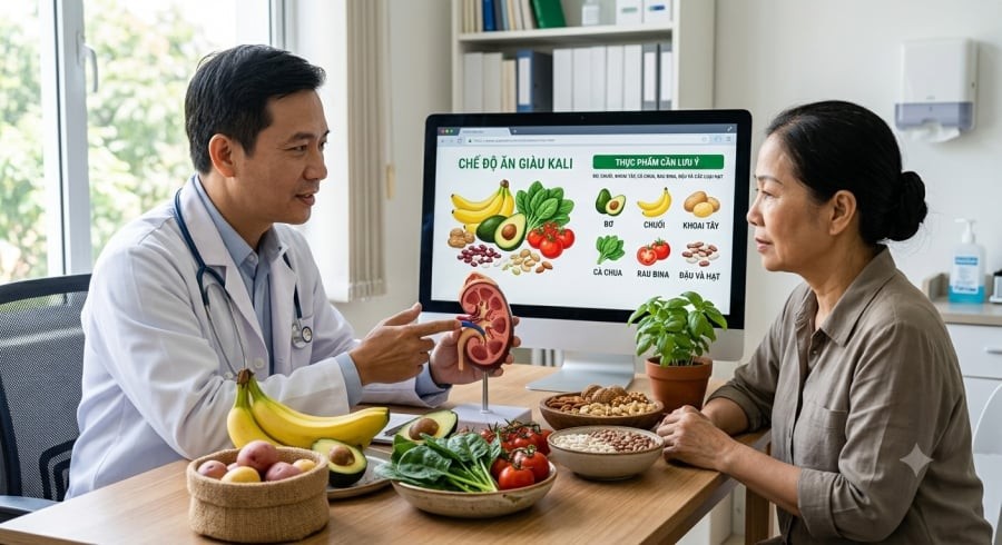 Người mắc bệnh thận mạn không nên tự ý tăng lượng kali trong khẩu phần ăn mà cần tham khảo ý kiến bác sĩ hoặc chuyên gia dinh dưỡng.