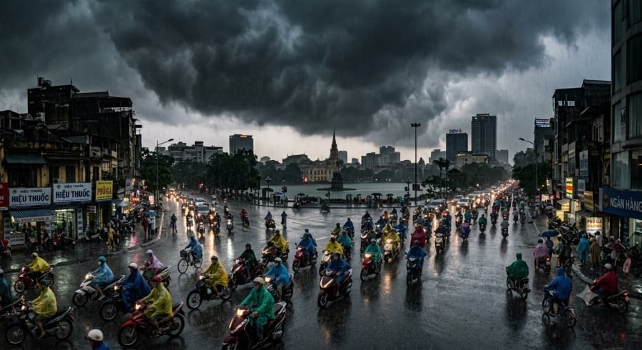 Hà Nội có mưa rào và dông trong ngày 4/8, cục bộ một số nơi mưa to, người dân cần đề phòng lốc, sét và gió giật mạnh.