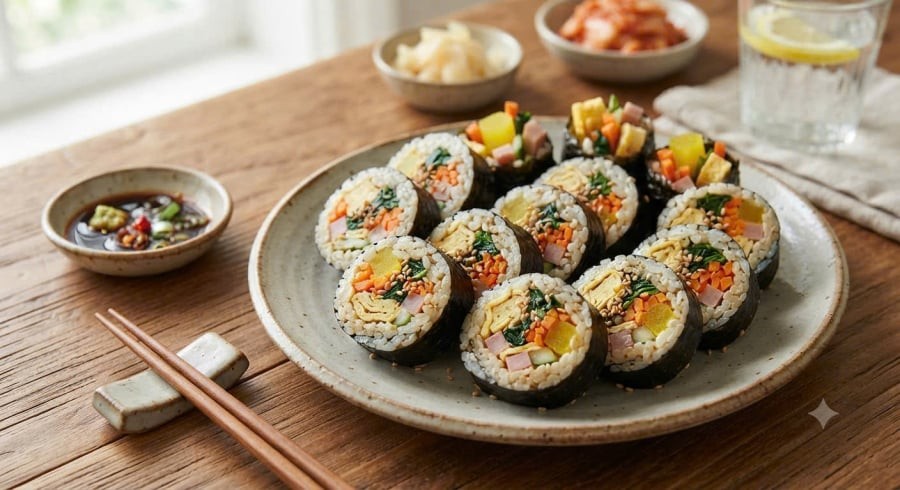 Cách làm cơm cuộn rong biển ngon 