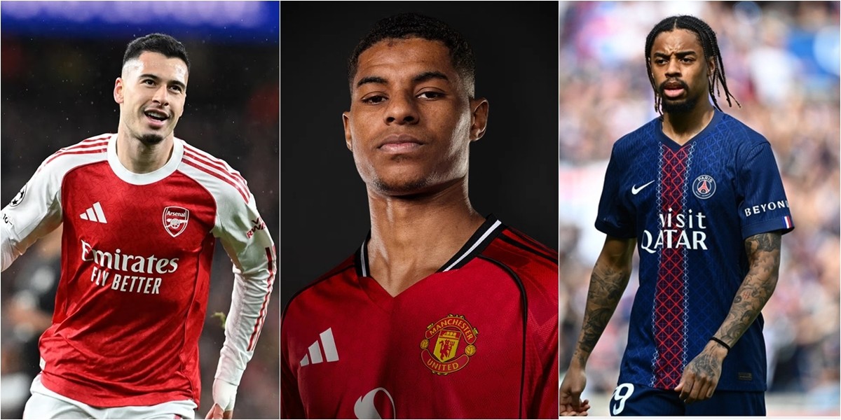 Gabriel Martinelli, Marcus Rashford và Bradley Barcola đều có thể thay đổi CLB hè năm nay. Ảnh: Arsenal FC, Manchester United FC, L'Équipe.