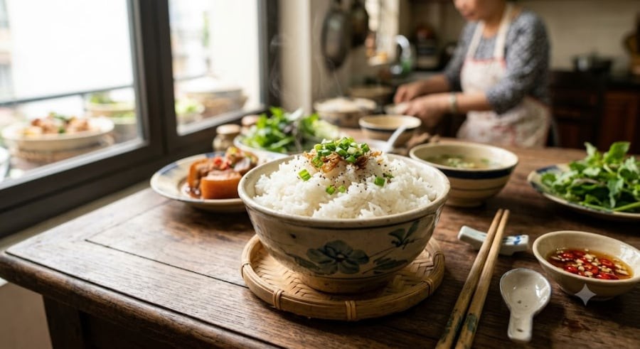 Cơm trắng dễ gây cảm giác nặng bụng, khó tiêu nếu ăn nhiều vào bữa tối.