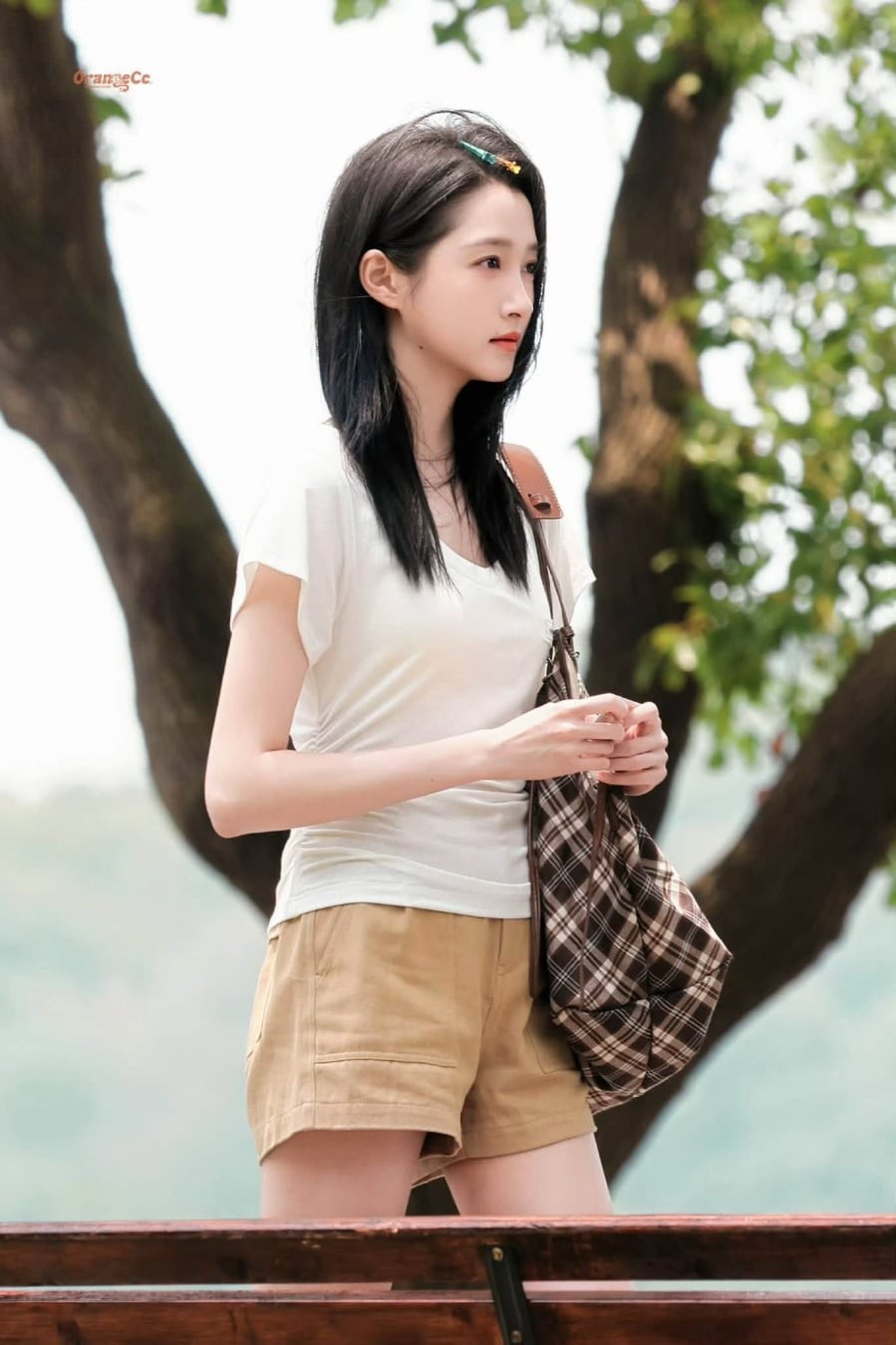 Một trong những công thức được cô yêu thích là kết hợp áo cổ tim cùng quần short.

