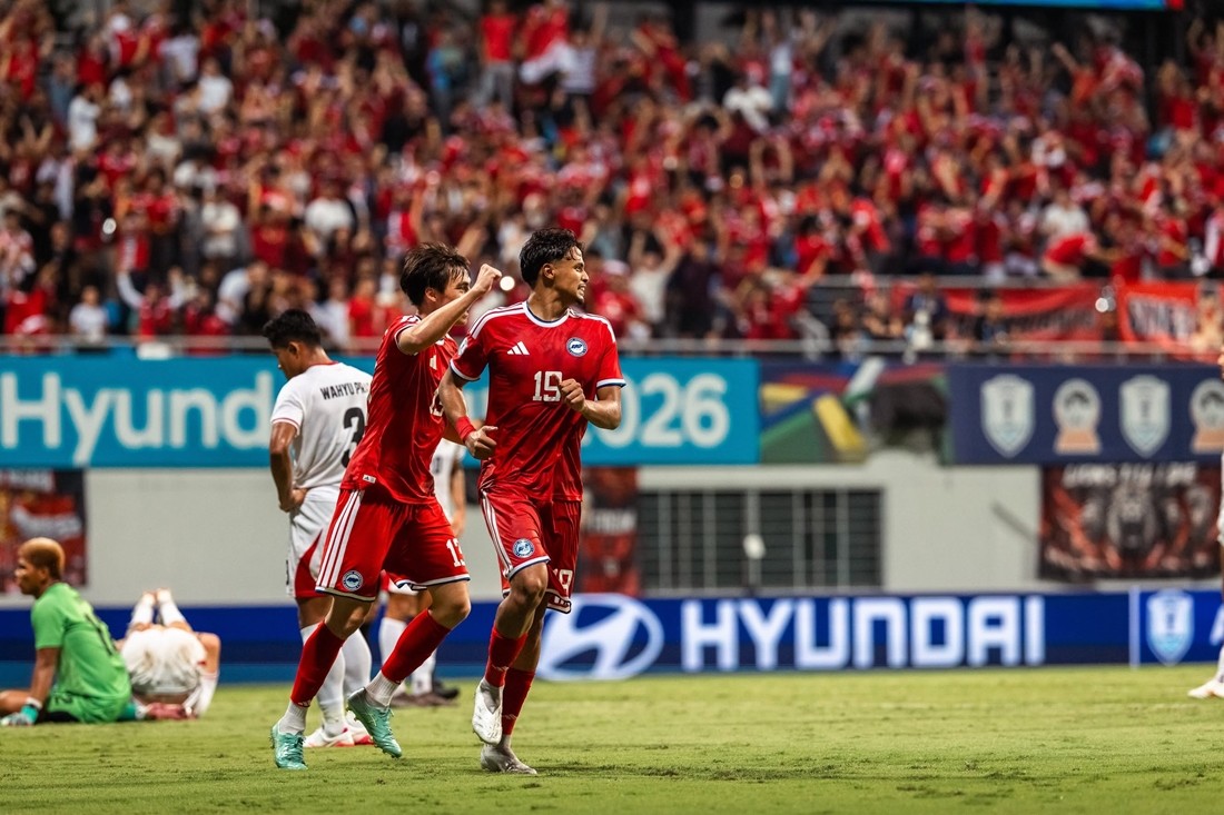 Indonesia (áo trắng) bị loại sớm ở ASEAN Cup 2026. Ảnh: LĐBĐ Singapore.
