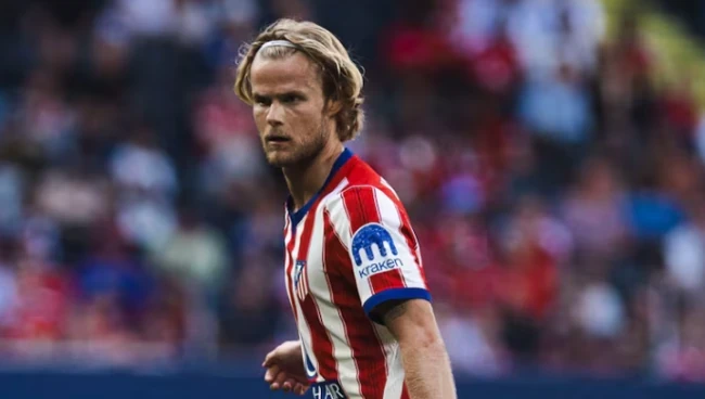 Ngôi sao Hjulmand bên phía Atletico. Ảnh: AS.