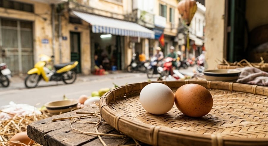 Màu sắc vỏ trứng hoàn toàn do giống gà quyết định, không liên quan đến thức ăn hay giá trị dinh dưỡng.