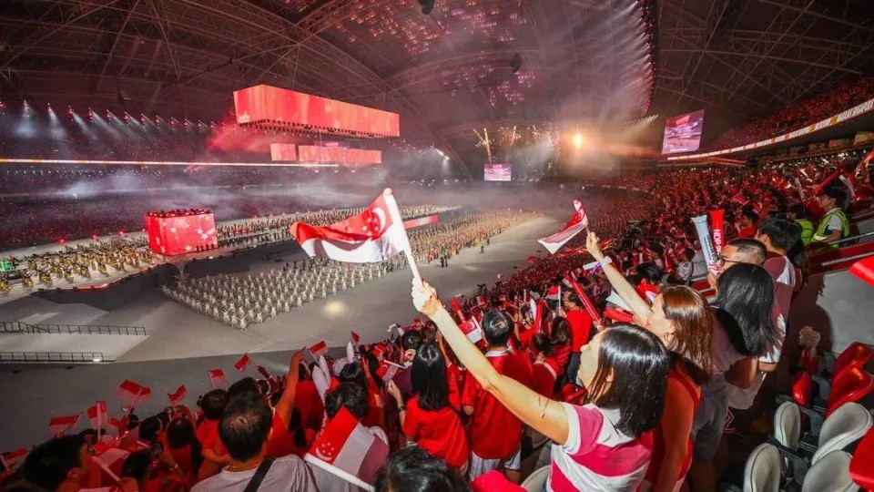 SVĐ Quốc gia vừa tổ chức lễ quốc khánh Singapore. Ảnh: THE STRAITS TIMES.