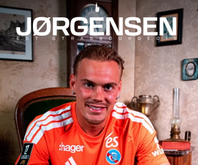Filip Jorgensen có bến đỗ mới. Ảnh: Tài khoản X của Strasbourg.